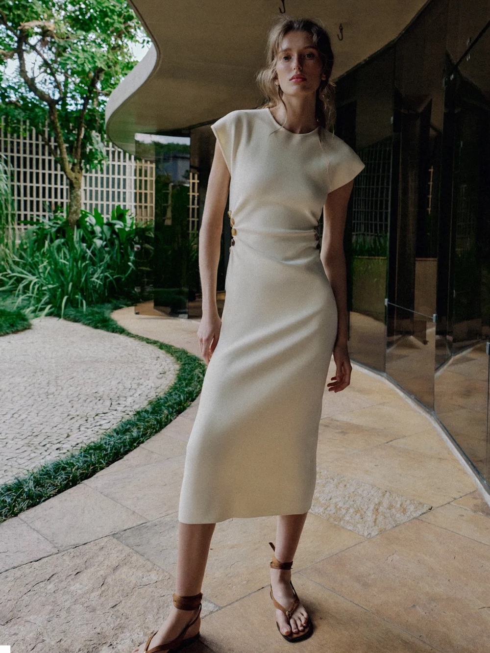 Zara KNIT CUT OUT DRESS WITH BALLS - Picture 1 of 8